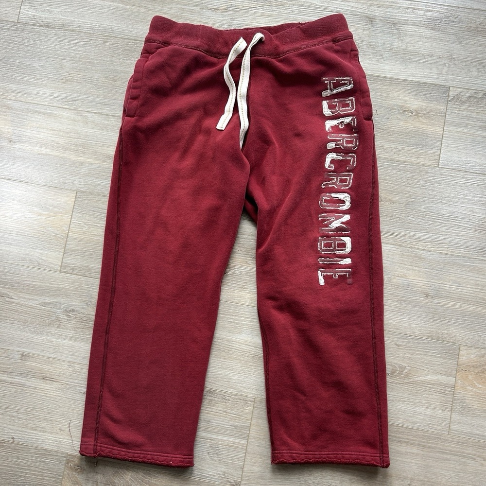 Abercrombie & Fitch L Women's Large Red Low Rise  Y2k Sweatpants Embroidered